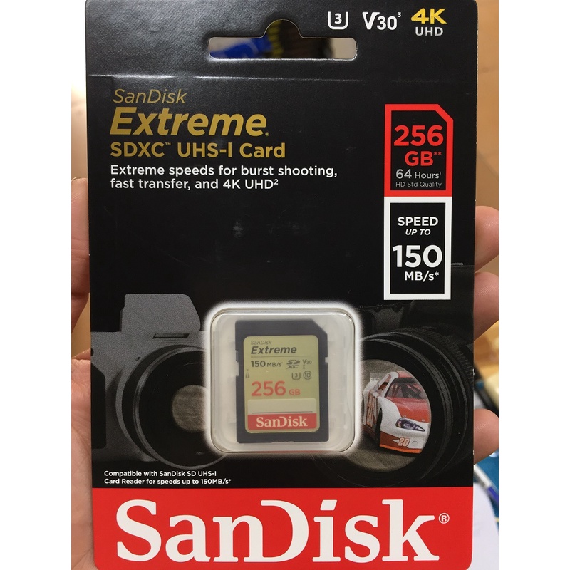 Thẻ nhớ SDXC SanDisk Extreme U3 V30 180MB/s dung lượng 64GB 128GB 256GB