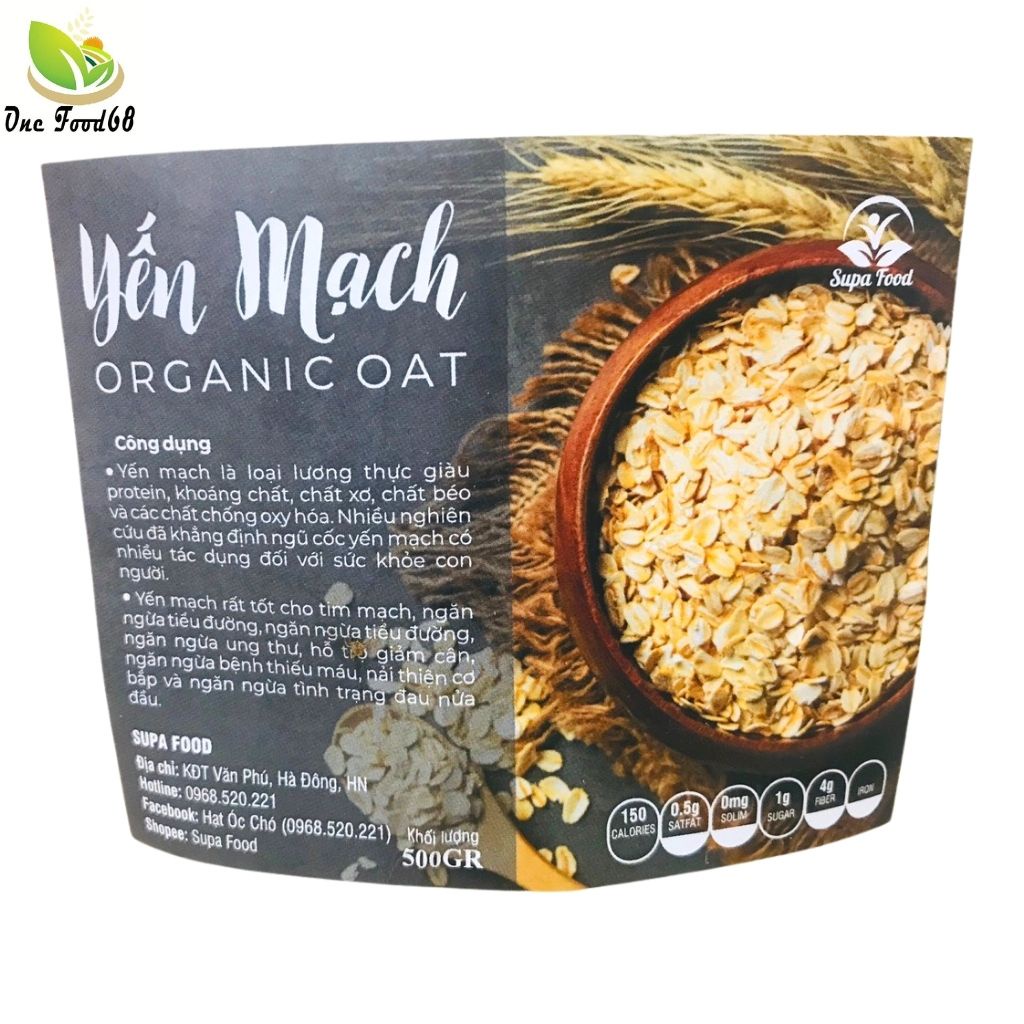 Yến Mạch Giảm Cân - YẾN MẠCH Ăn Kiêng Cán Dẹt, cán mỏng  Nguyên Chất, 5 Phút Ăn Liền - OneFood68