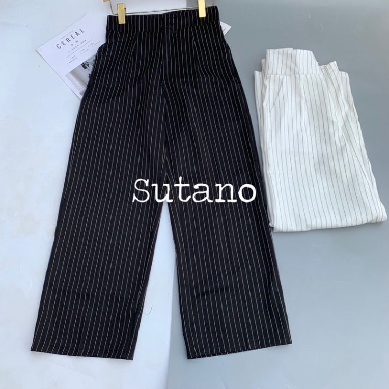 Quần sọc kẻ ống đứng nữ đính khuy uy quyền mặc tôn dáng người mẫu Q520 Nội Y Xanh hàng đẹp trendy - nội y xanh