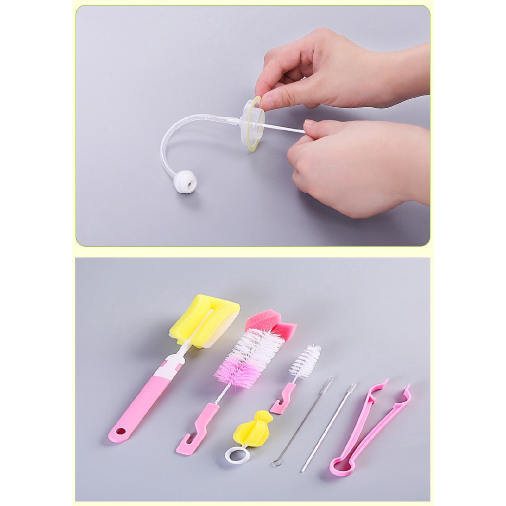 Bộ 7 cọ rửa bằng bọt biển và bằng thép không gỉ tiện dụng và bền
