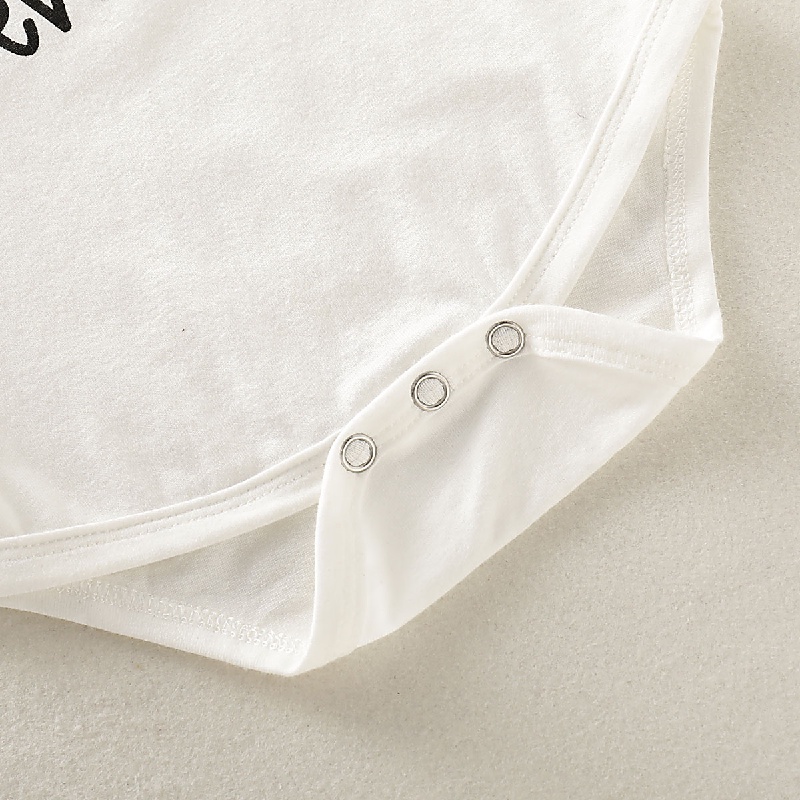 Áo liền quần MIKRDOO bằng cotton có in chữ dành cho trẻ em 0-12 tháng