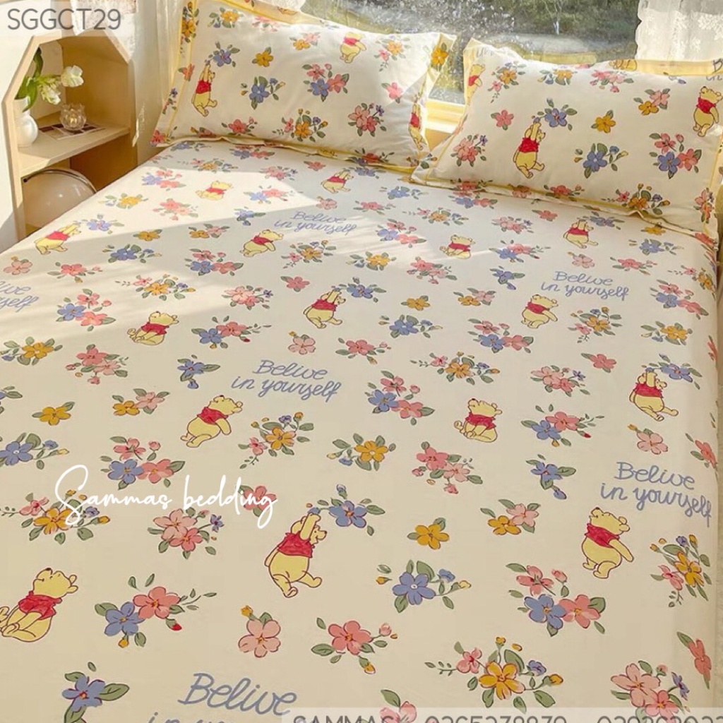 Bộ Chăn Ga Gối 3 Món Dễ Thương Cho Bé, Cotton 100% An Toàn, Thoáng Mát