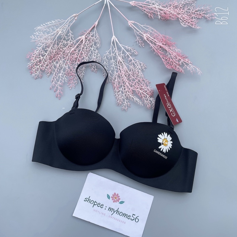 Áo ngực ko gọng quả ngang đệm dày siêu nâng ngực cao cấp hoa cúc a80