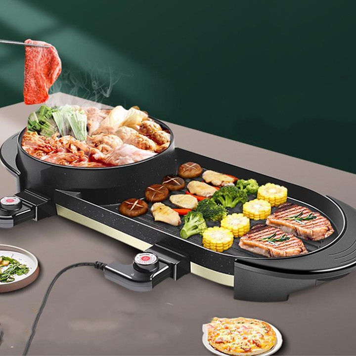 [Mã 254ELSALE giảm 7% đơn 300K] Bếp lẩu nướng BBQ đa năng 2 in 1 Loại Lớn 8 Người Ăn