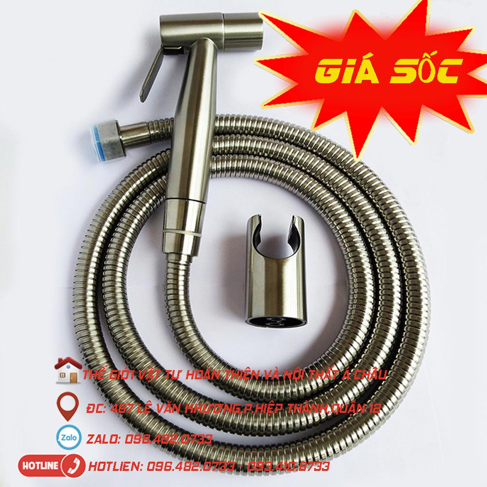 Xịt 304 Bộ Vòi Xịt Vệ Sinh Xịt Bồn Cầu VX2 ĐEN inox 304 + Dây + cài vòi xịt vệ sinh toilet XỊT 304