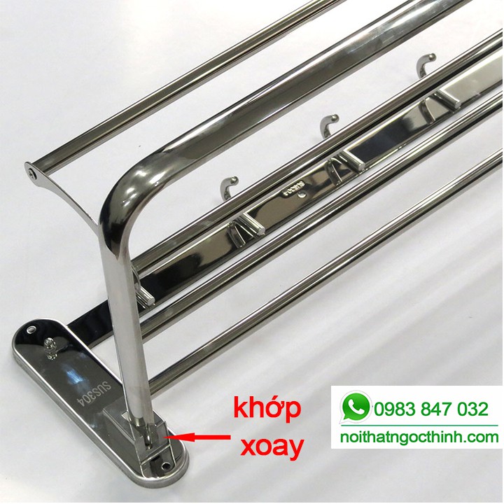 Kệ treo khăn (giá treo khăn) đôi 2 tầng MKT-05B inox 304 bóng sáng treo khăn phòng tắm sang trọng