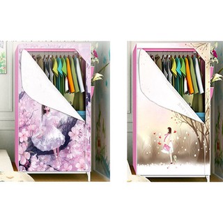 [Xả hàng] Tủ vải 3D 1 buồng 2 ngăn ( hình ngẫu nhiên)
