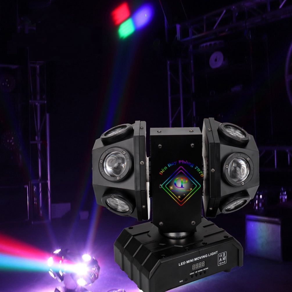 Đèn Moving 2 Đầu 12 Mắt Độc Lập Hiệu Ứng 3D Cảm Biến Nhạc Sử Dụng Cho Sân Khấu, Bar, Phòng Karaoke..