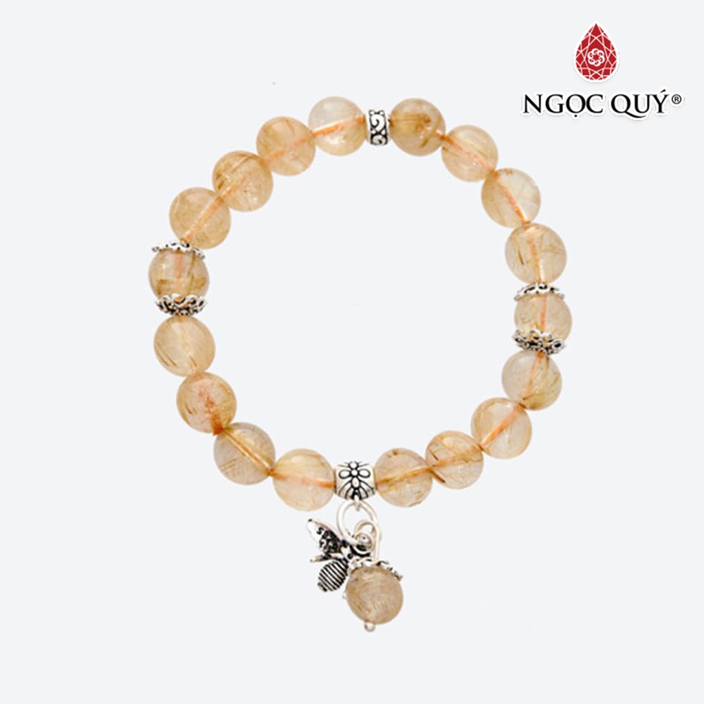 Vòng tay TA tóc vàng charm đồng tâm - Ngọc Quý