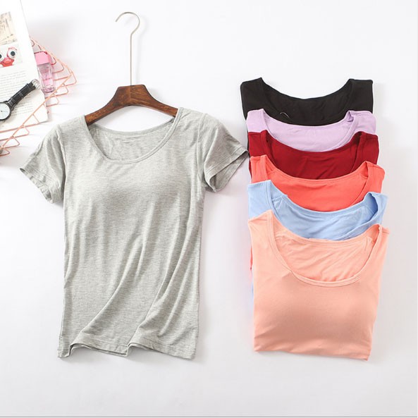 Áo Phông tay ngắn có đệm ngực chất cotton lạnh thấm hút mồ hôi tốt size từ M-3XL