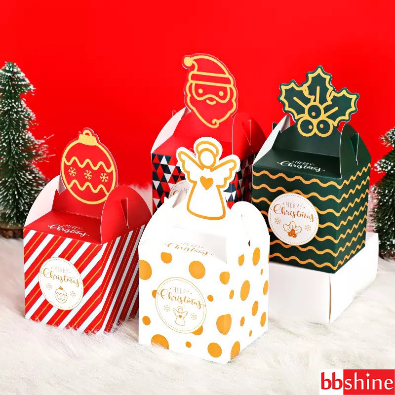 Hộp quà Noel, Hộp quà giấy Giáng Sinh nắp hộp hình 3D nhiều màu sắc tươi sáng đáng yêu BBShine – G011