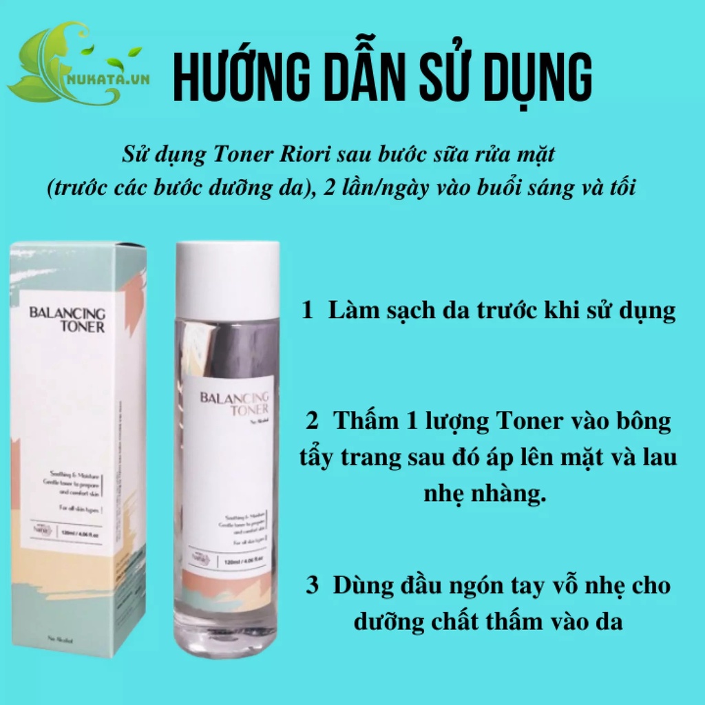 Nước Hoa Hồng RIORI Balancing Toner 120ml – Không Chứa Cồn, Làm Sạch Sâu, Se Khít Lỗ Chân Lông, Cấp Ẩm, Cân Bằng pH da