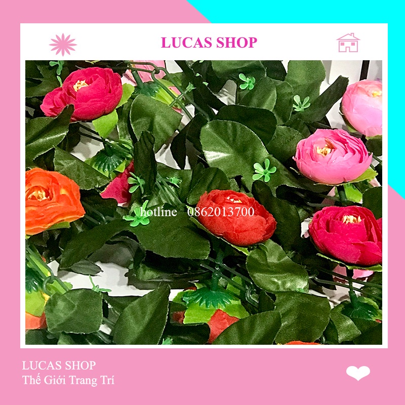 Hoa Giả - Dây Leo Hoa Hồng Trà 2m Trang Trí Tường Nhà, Quán Cafe, Studio