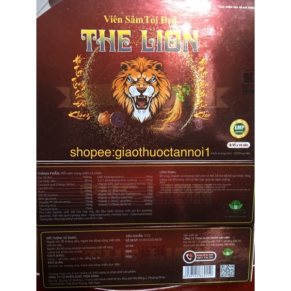 Viên sâm tăng lực, giúp khỏe mạnh, tăng sức đề kháng Tỏi Đen The Lion (60 viên)