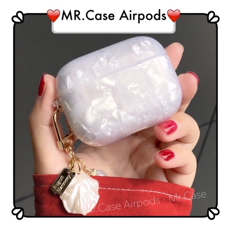 Case Airpods 1/2 /Pro Vỏ Ốp Tai Nghe Màu Trắng Kèm Móc Khoá Xinh xinh- Mr.Case AirPods