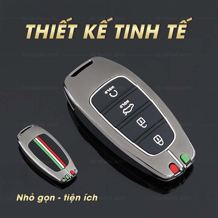 Ốp chìa khóa hyundai santafe, tucson 2021 - 2022, bọc chìa khóa chất liệu metal không han gỉ, chống va đập rơi vỡ