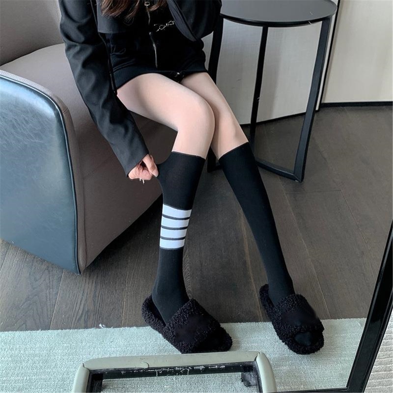XIXI Quần Tất Lụa Mỏng Lưng Cao Co Giãn Họa Tiết Kẻ Sọc Gợi Cảm Cho Nữ