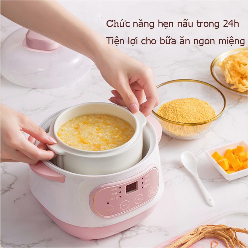 Nồi nồi nấu cháo chậm ninh hầm cách thủy dung tích 1 lít Nồi hầm đa năng siêu tiện lợi BH 6 tháng