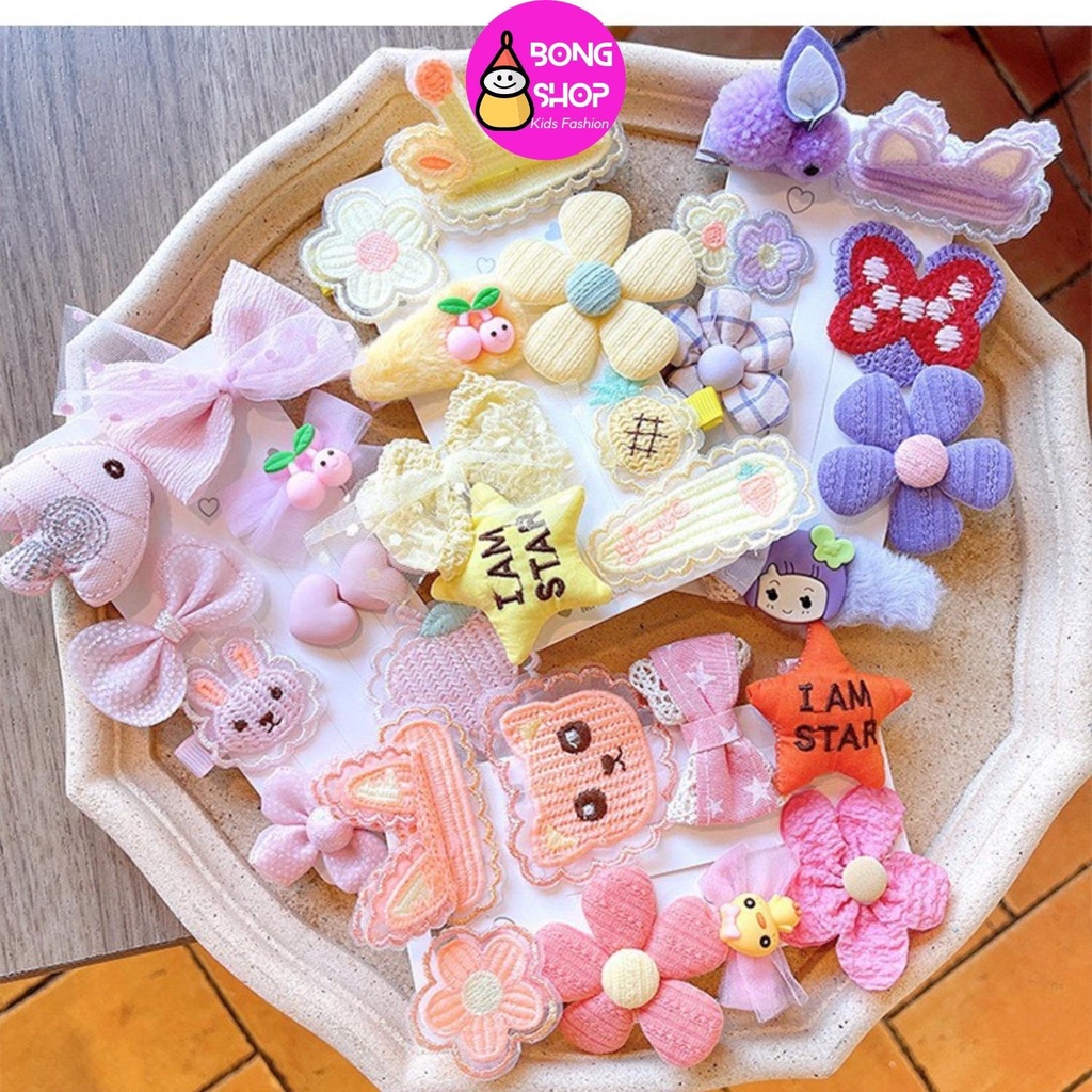Set kẹp tóc hình nơ dễ thương cho bé gái