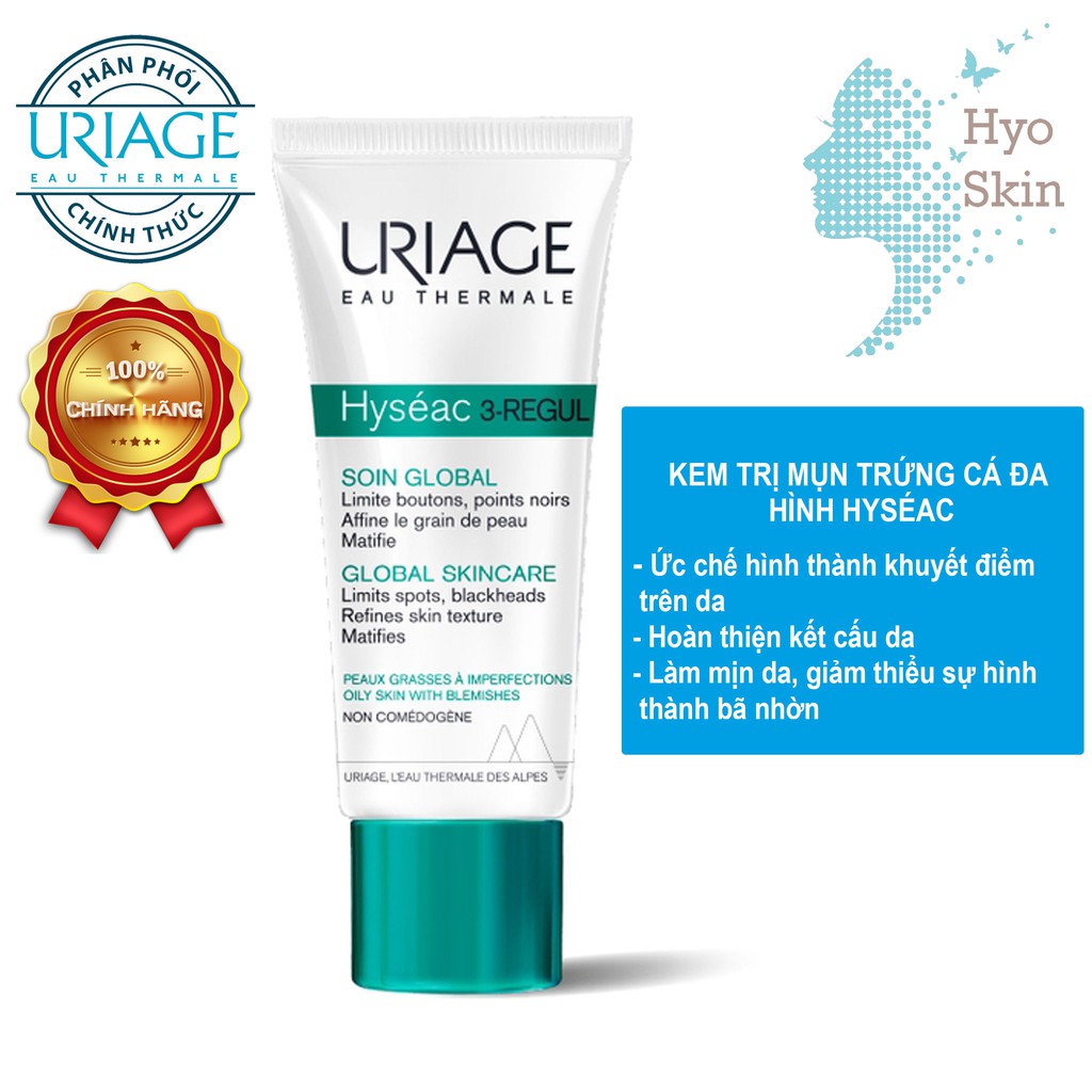 [CHÍNH HÃNG] Kem Ngăn Ngừa Mụn Trứng Cá Hỗn Hợp URIAGE HYSEAC 3-REGUL SOIN GLOBAL 40ml