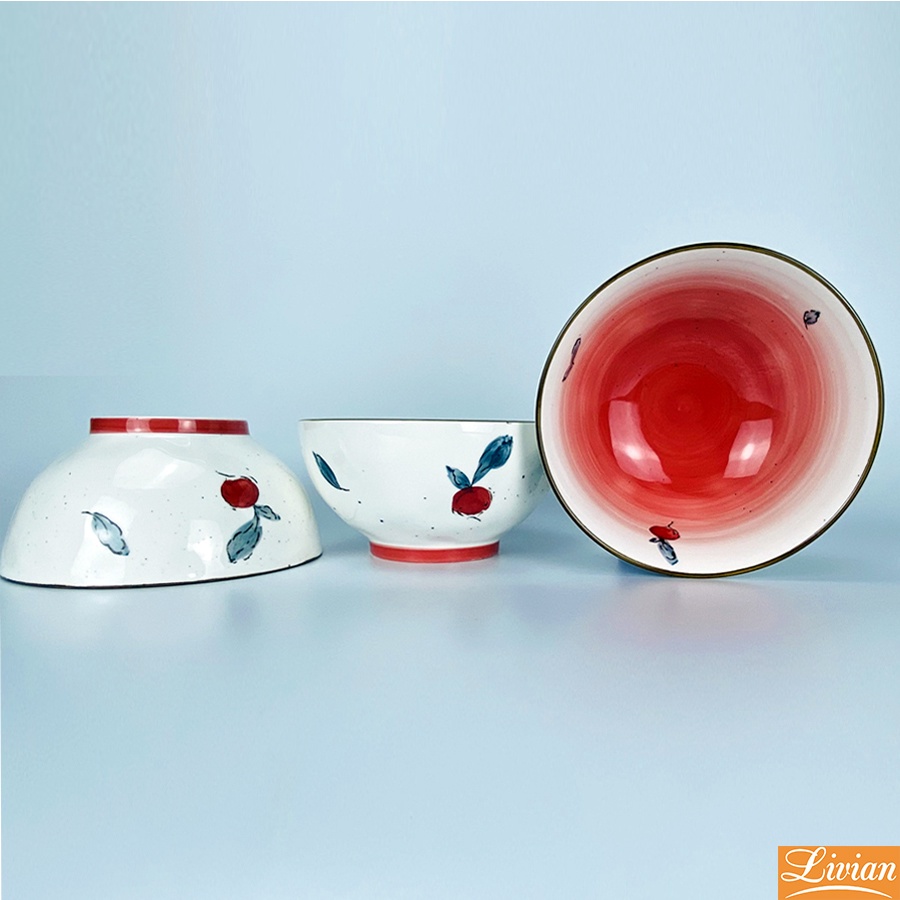 Bát tô ăn phở � bát sứ men tiêu họa tiết củ cải đỏ 17.8cm