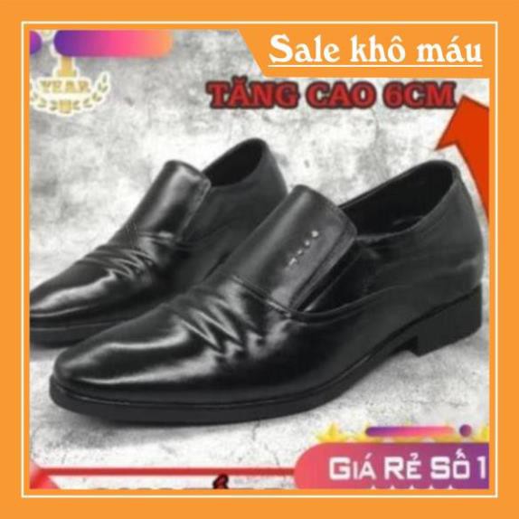 [Sale 3/3] Giày Công Sở Nam Da Bò Độn Đế 6cm Bảo Hành 12 Tháng Sale 11 :
