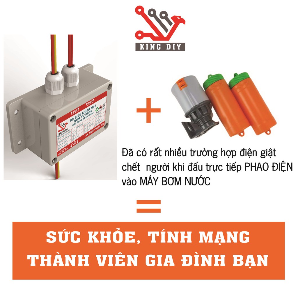 Phao điện bồn nước tự động chống giật,Bộ điều khiển máy bơm nước tự động sử dụng phao điện chống giật