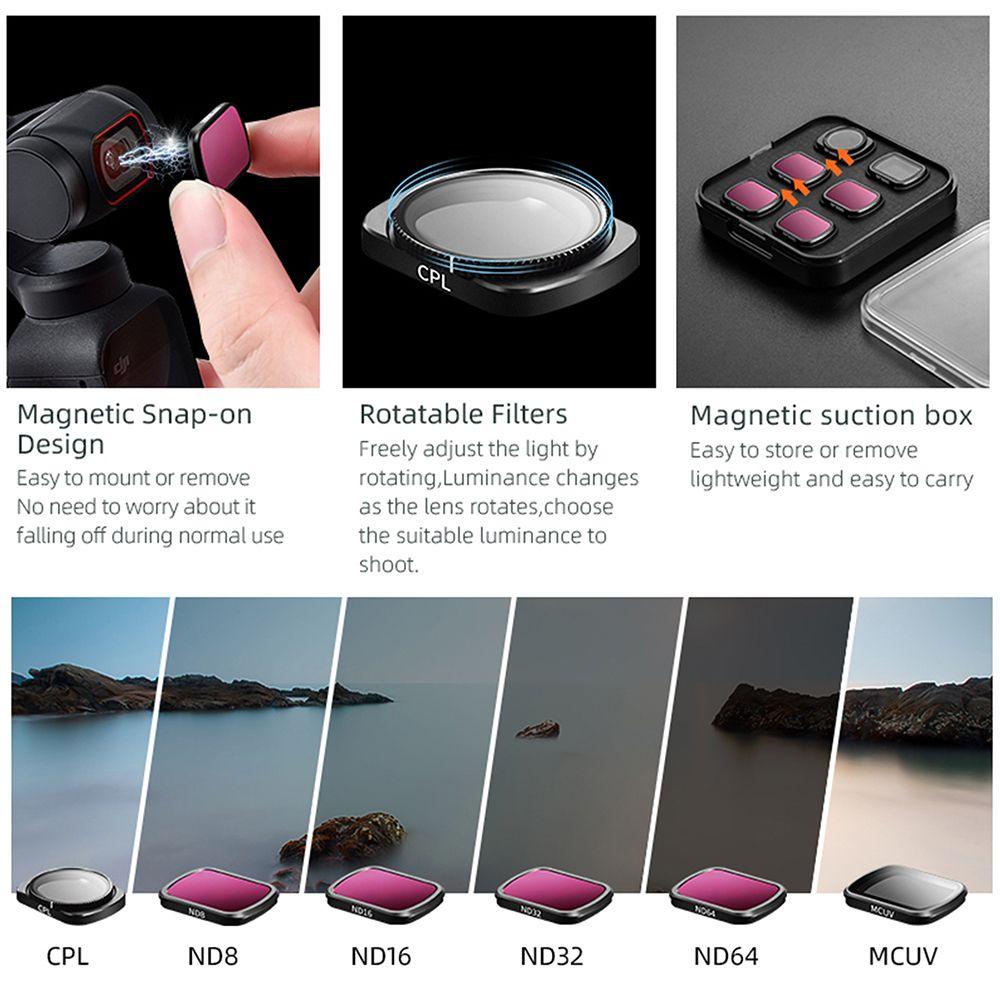 BEBETTERM Bộ Lọc Ống Kính Máy Ảnh Bỏ Túi 2 Cho DJI Pocket 2
