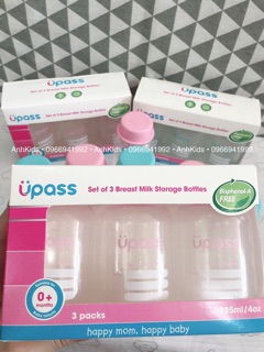 Bộ 3 bình trữ sữa Upass - 125ml