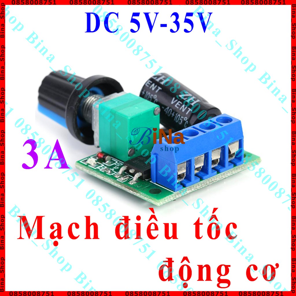 Mạch điều tốc Động cơ Đèn LED 3A DC 5V-35V