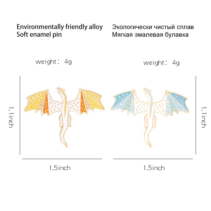 Ghim cài áo QIHE JEWELRY hình khủng long thời trang cho nam nữ