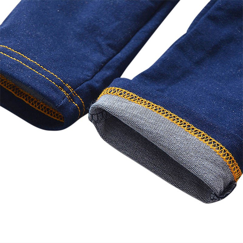 Set áo sơ mi dài tay họa tiết vương miện và quần jeans dài đáng yêu cho bé trai
