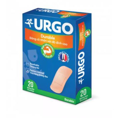 Urgo Durable - Băng cá nhân vải độ dính cao hộp 20 miếng