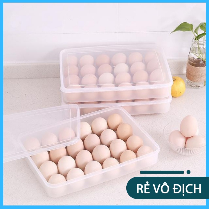 Hộp Đựng Trứng 24 Quả Có Nắp Đậy - Khay Bảo Quản Trứng Trong Tủ Lạnh