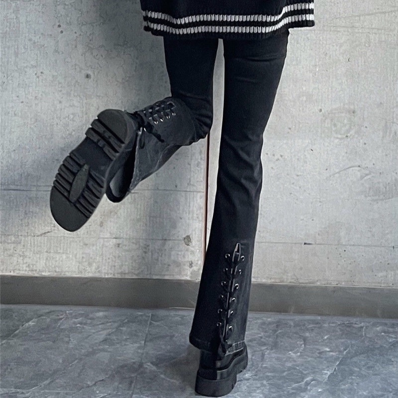 Quần Jeans Ống Loe Thắt Nơ Đơn Giản Nhưng Cá Tính Phong Cách