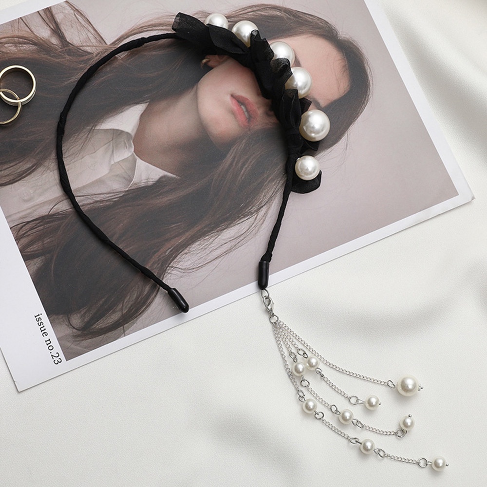 Băng Đô Đính Ngọc Trai Nhân Tạo Có Thể Tháo Rời Phối Tua Rua Thời Trang Cổ Điển Cho Nữ