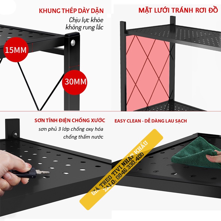 Kệ Để Đồ - Lò vi sóng Đa Năng - Kệ Gấp Gọn 3 tầng - Có  Bánh Xe dùng cho nhà bếp, phòng ăn, phòng tắm [ Rẻ Hơn VANDO ]