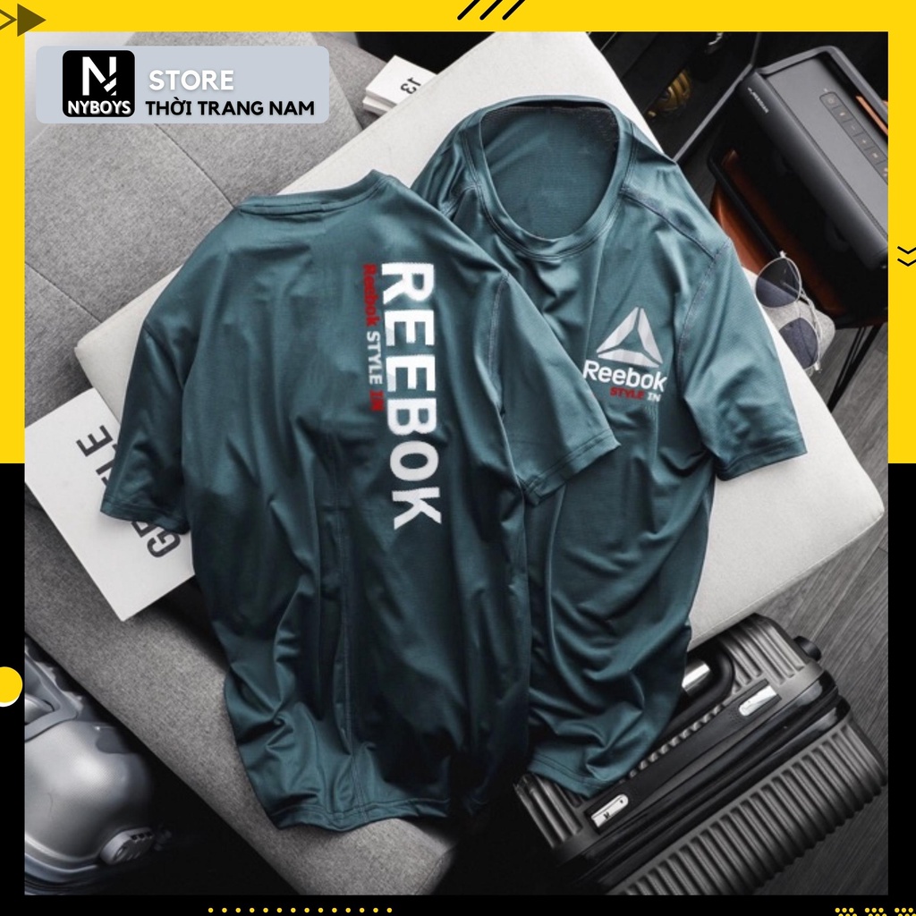 Áo Thun Nam Tay Ngắn 𝗥𝗘𝗘𝗕𝗢𝗞 𝗔𝟬𝟮 Cổ Tròn Áo Phông Thể Thao Chạy Bộ tập gym Nam vải thoáng khí thời trang