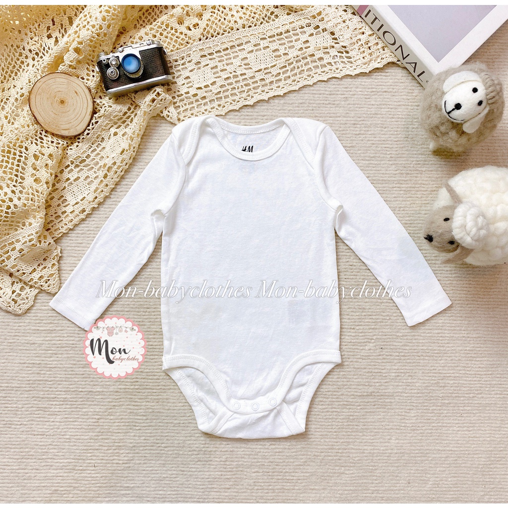 ÁO body chip dài tay H.M trơn mềm mịn cho bé trai bé gái