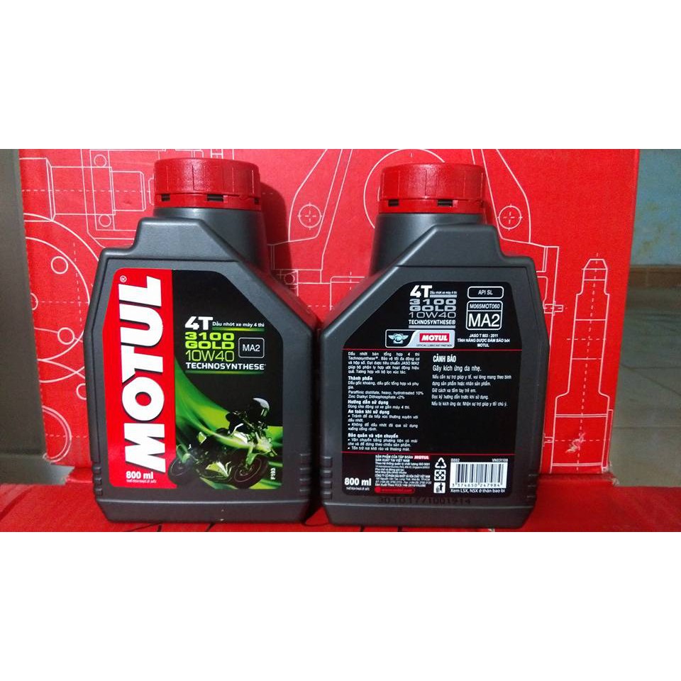 Nhớt MOTUL 3100 GOLD 10W40 1 Lít dành cho xe số, tay côn - Tặng phễu thay nhớt