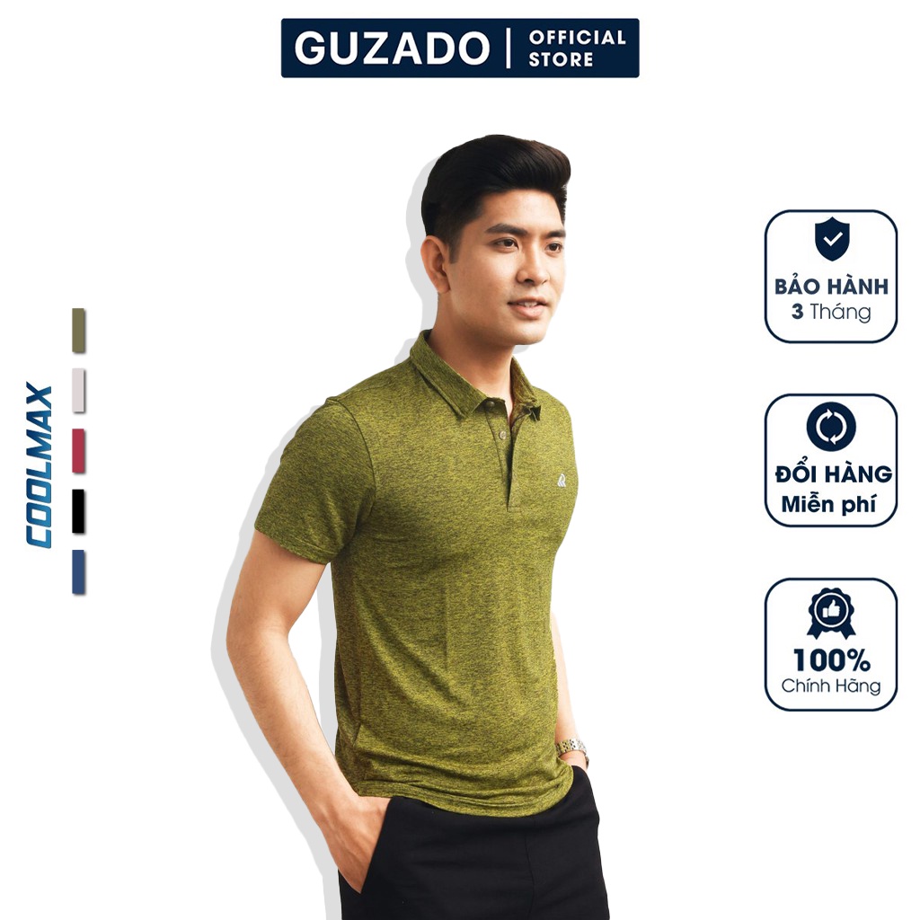 Áo Polo nam GUZADO vải Cotton thể thao cao cấp xuất xịn dệt bo dày dặn chuẩn form áo thun cổ bẻ tay ngắn KRP21-02