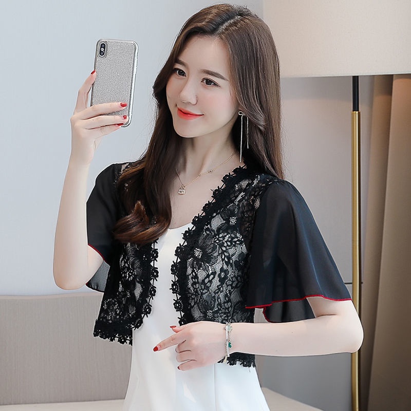 Áo Khoác Voan Cardigan Phối Ren Xinh Xắn Dễ Phối Đồ