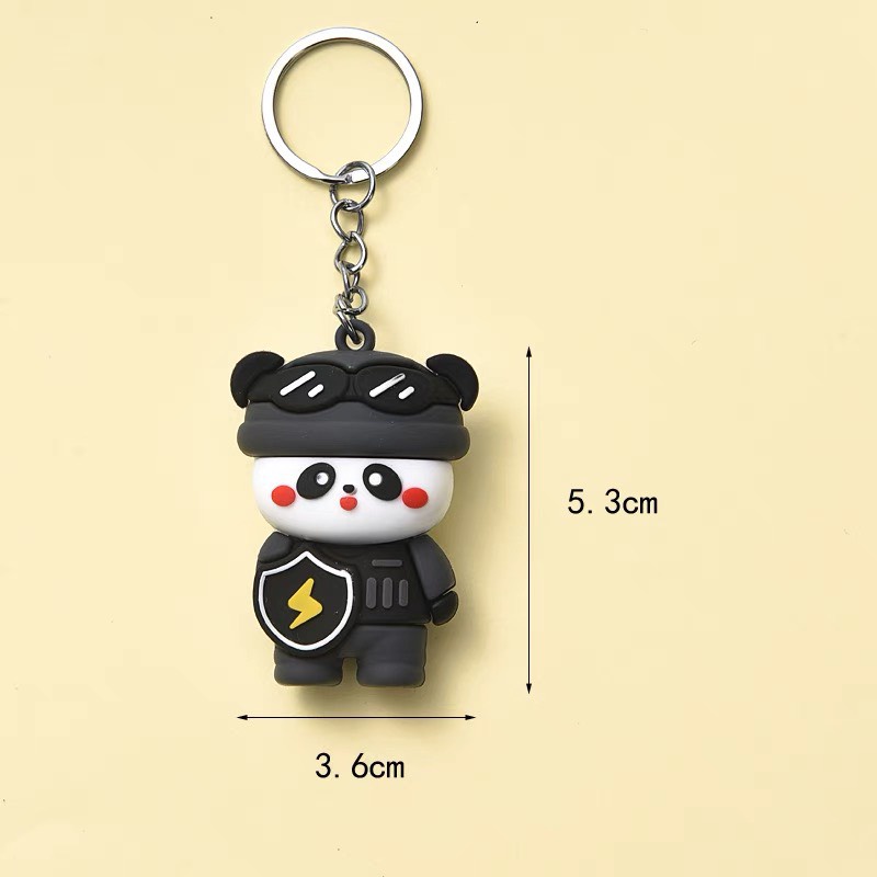 Móc khoá Gấu trúc bảo vệ dễ thương dùng treo balo , móc khoá