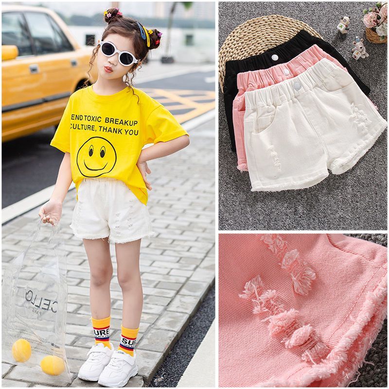 Quần Short Denim Mỏng Dáng Rộng Phong Cách Mới 2022 Cho Bé Gái