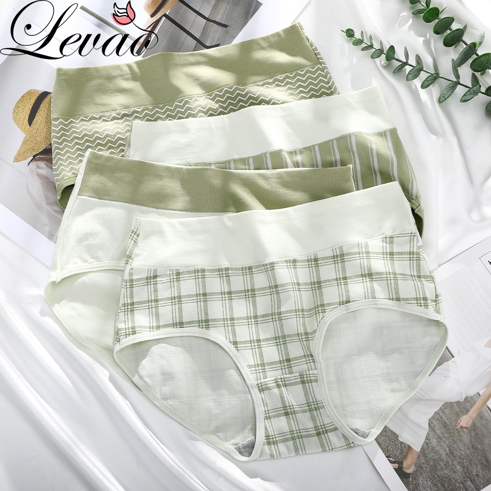 Quần lót LEVAO vải cotton in sọc kích thước lớn thời trang cho nữ 