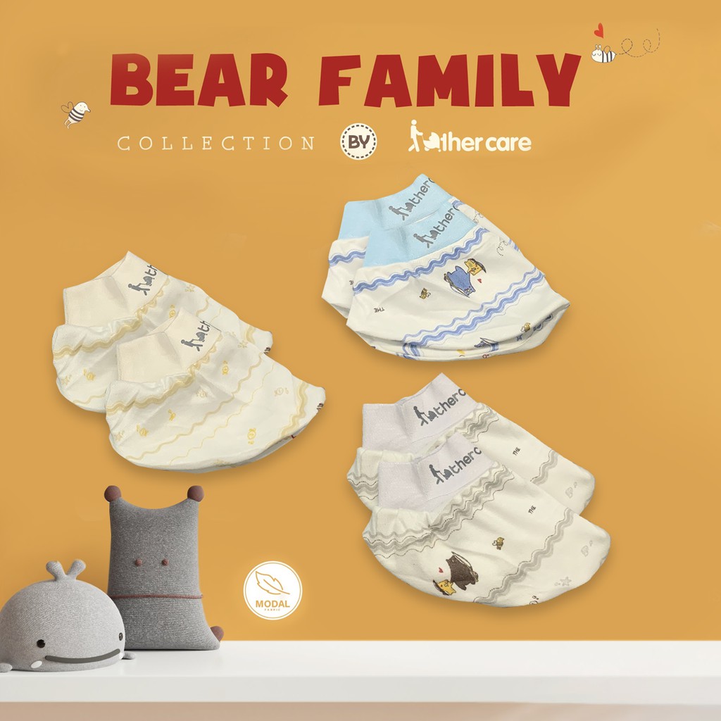 Set Bao Tay + Bao Chân Sơ Sinh FatherCare - Họa tiết 2 Chú Gấu FC954