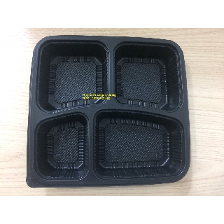 Hộp nhựa đựng cơm 4 ngăn vuông( 2.400đ/ cái - 300 cái/ thùng)