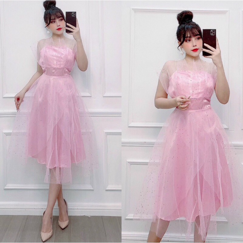 ĐẦM KIM TUYẾN CÚP 2 TẦNG CHÉO NGẮN