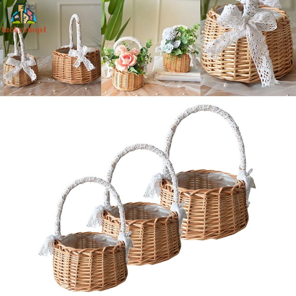 Giỏ Mây Đựng Hoa / Trái Cây Xinh Xắn Tiện Dụng Khi Đi Dã Ngoại