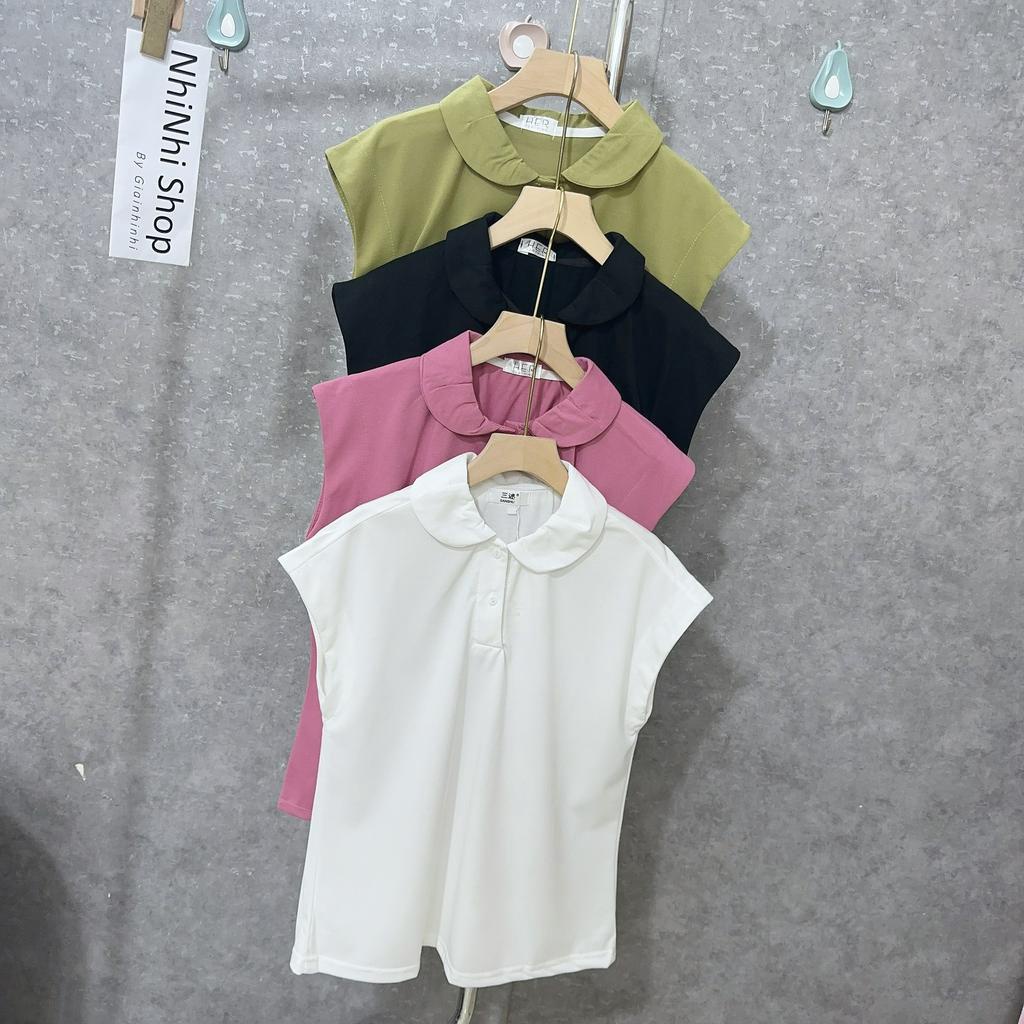 Áo polo thun cổ sen dáng rộng, Áo kiểu vai hến cổ bẻ AT6447 - NhiNhi Shop